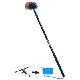 Teleszkópos napelem tisztító alumínium mosókefe vegyszer adagolóval üveg lehúzóval 6,5 m