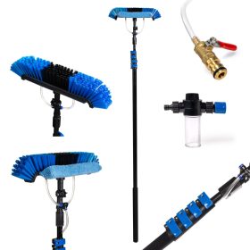   4,6 m-es 5:1-ben teleszkópos napelem tisztító kefe vegyszeradagolóval, acél nyéllel + ajándék 750 ml M290L Solar Shine napelemtisztító koncentrátum