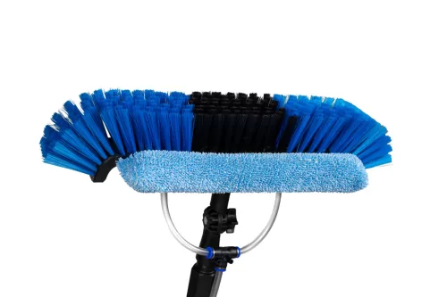 4,6 m-es 5:1-ben teleszkópos napelem tisztító kefe vegyszeradagolóval, acél nyéllel + ajándék 750 ml M290L Solar Shine napelemtisztító koncentrátum